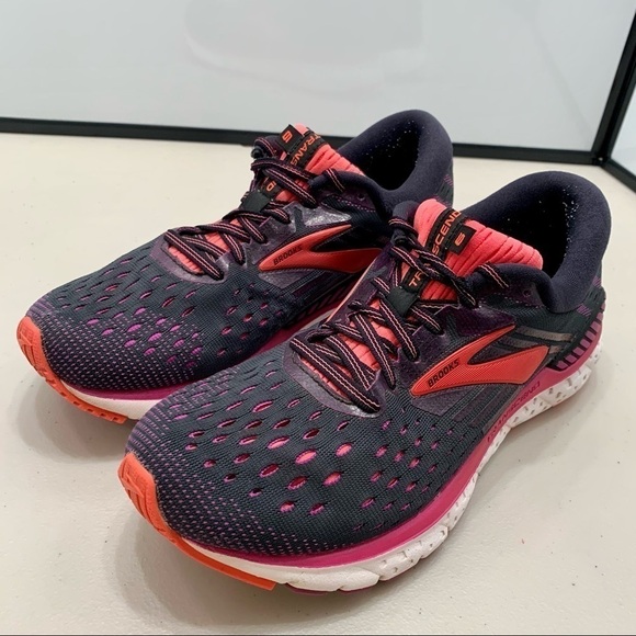 Brooks Shoes Adult Size 9.5 Black Purple Transcend 1202871B080 Running Women - Picture 1 of 7